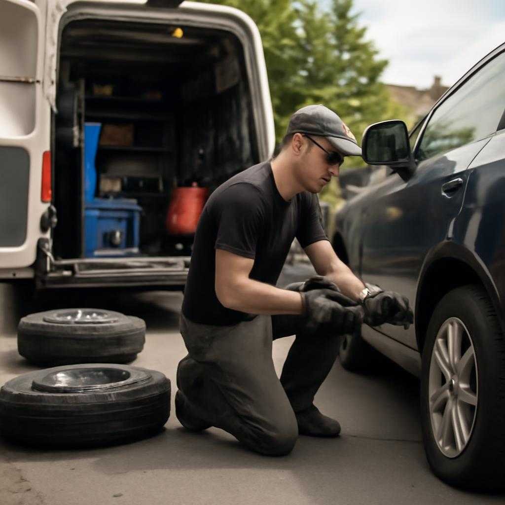 Выездной ремонт бескамерных шин: мобильная точность на асфальте